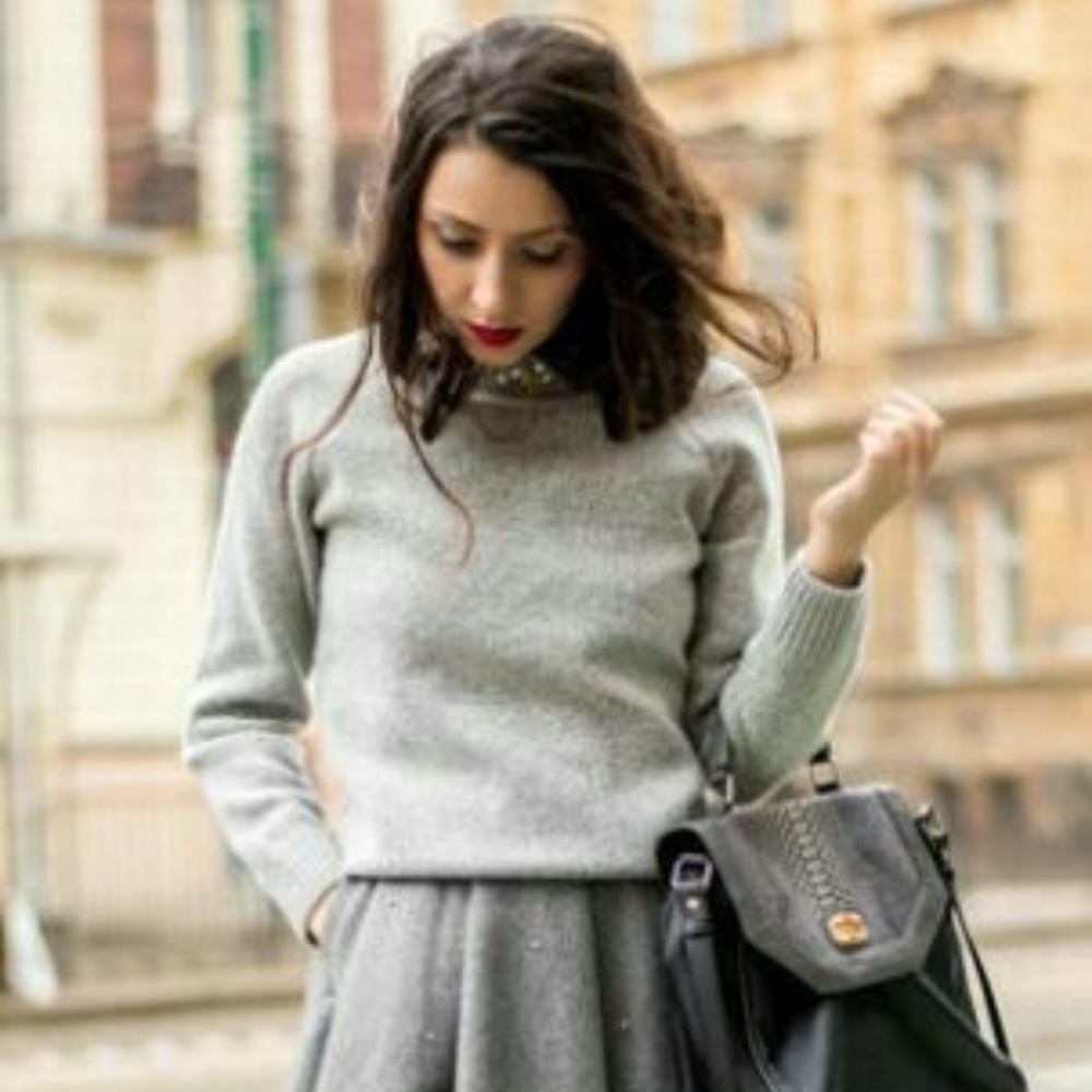 Ann Taylor Loft Grey Wool Lined Skirt Size - OP